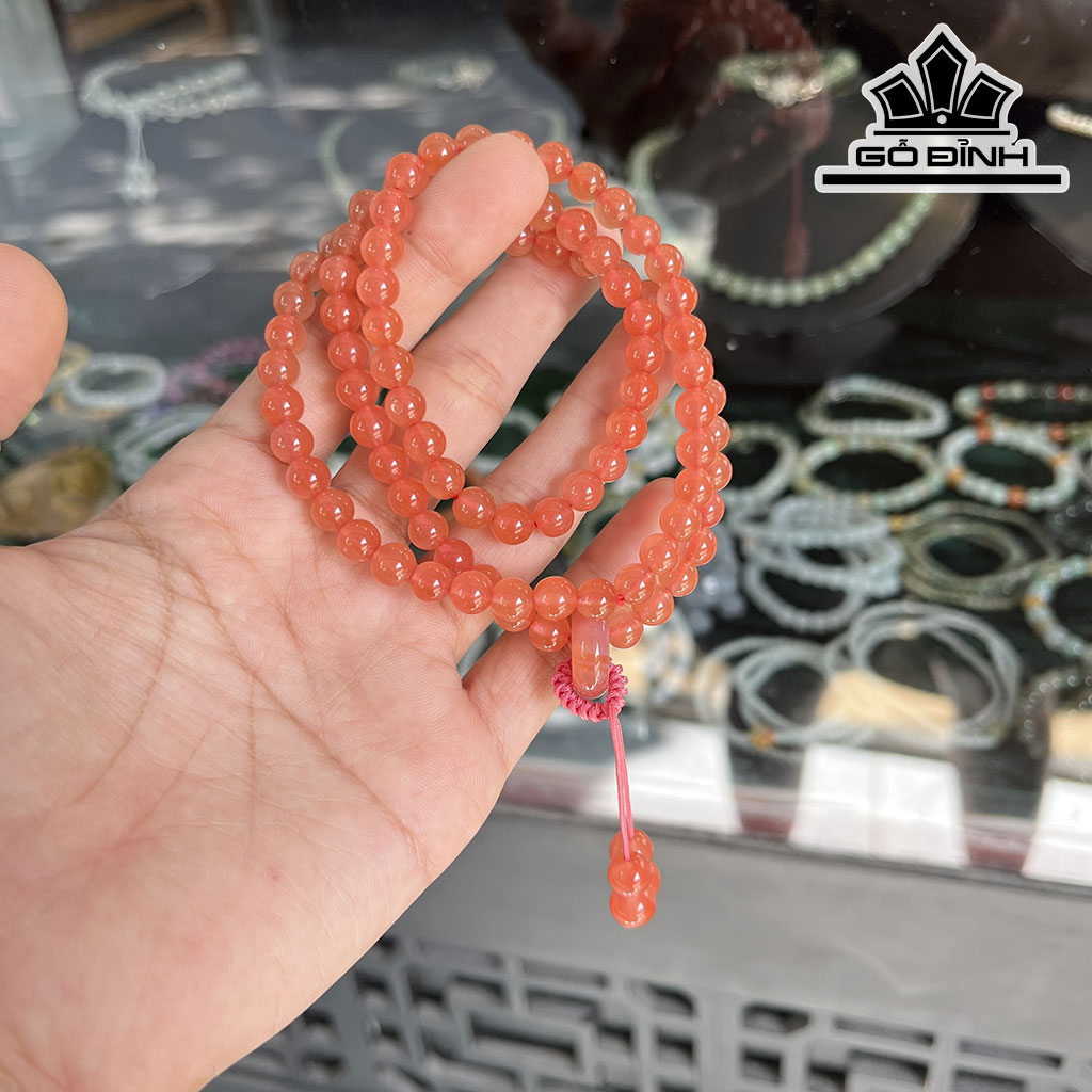 Chuỗi Đá Mã Não Nam Hồng Đường Kính Hạt 6,5 (mm)