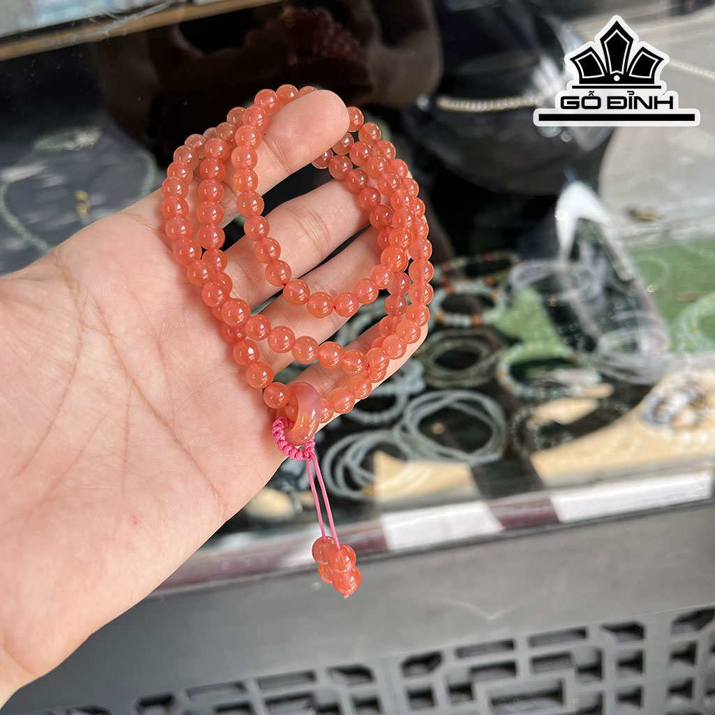 Chuỗi Đá Mã Não Nam Hồng Đường Kính Hạt 6,5 (mm)