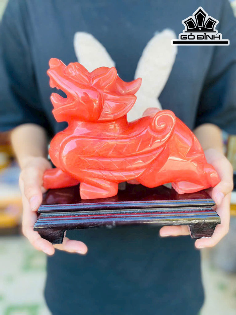 Tỳ Hưu Đỏ Đá Lửa Cao 20 Ngang 8 (cm)
