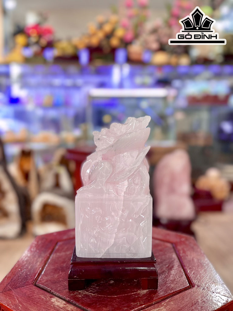 Ấn Rồng Đá Thạch Anh Hồng Cao 15 (cm) 1,99kg