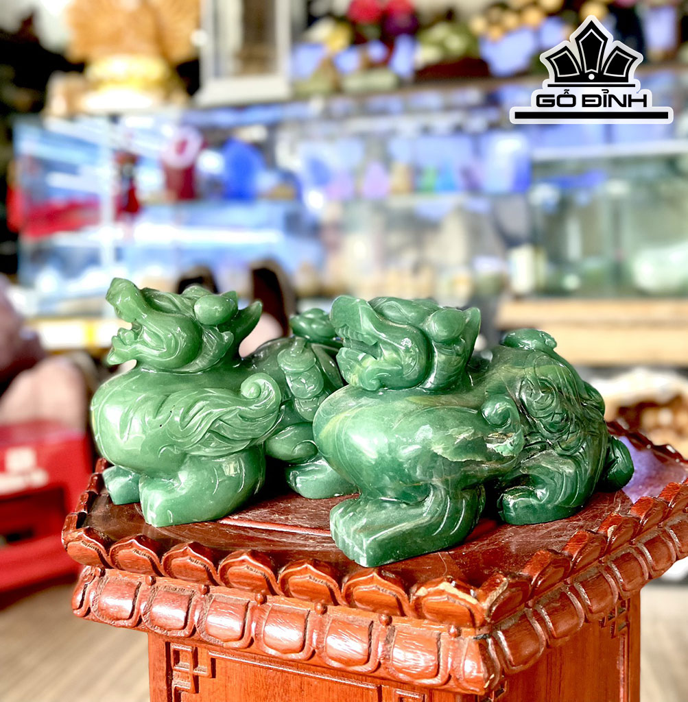 Cặp Tỳ Hưu Đá Thạch Anh Xanh Cao 15 (cm) 3,73kg