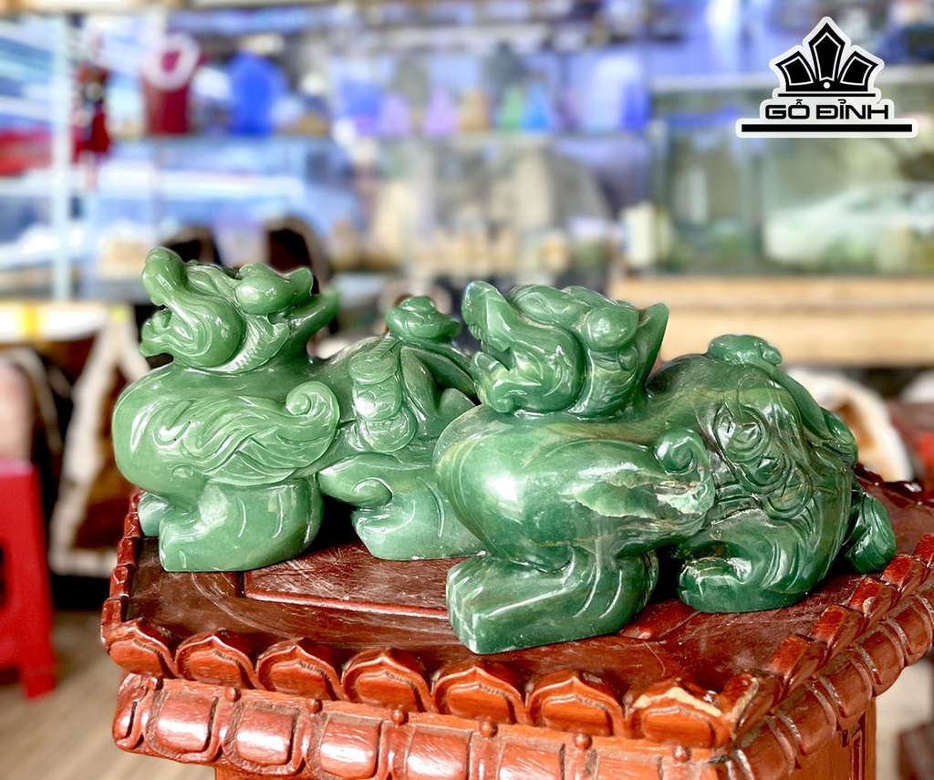 Cặp Tỳ Hưu Đá Thạch Anh Xanh Cao 15 (cm) 3,73kg