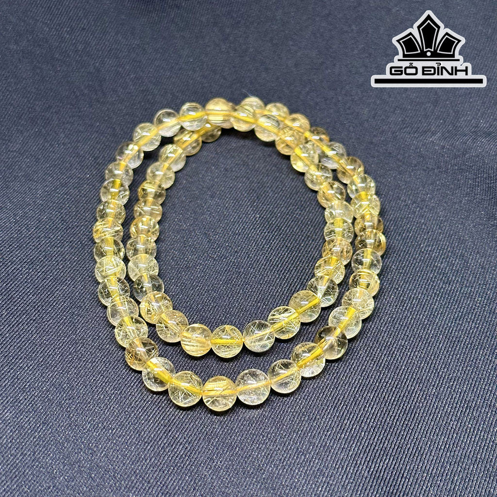 Chuỗi Đá Thạch Anh Tóc Vàng Đường Kính Hạt 8,2 (mm)