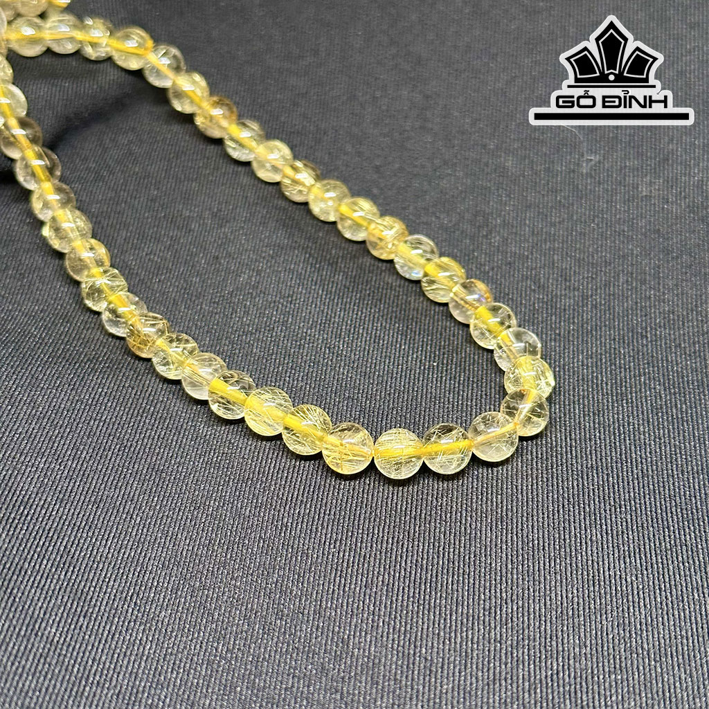 Chuỗi Đá Thạch Anh Tóc Vàng Đường Kính Hạt 8,2 (mm)