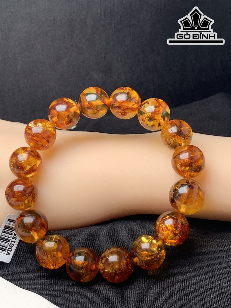 Vòng Tay Đá Hổ Phách Đường Kính Hạt 15 (mm)