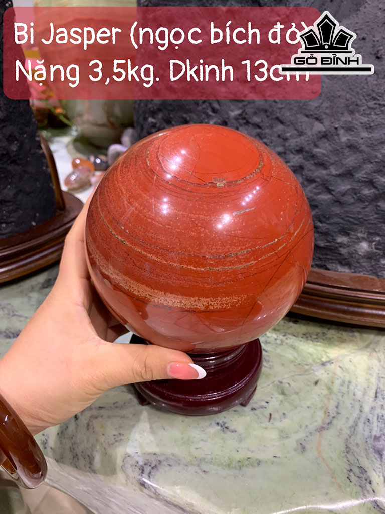 Bi Cầu Đá Jasper Đường Kính Hạt 13 (cm) 3,5kg