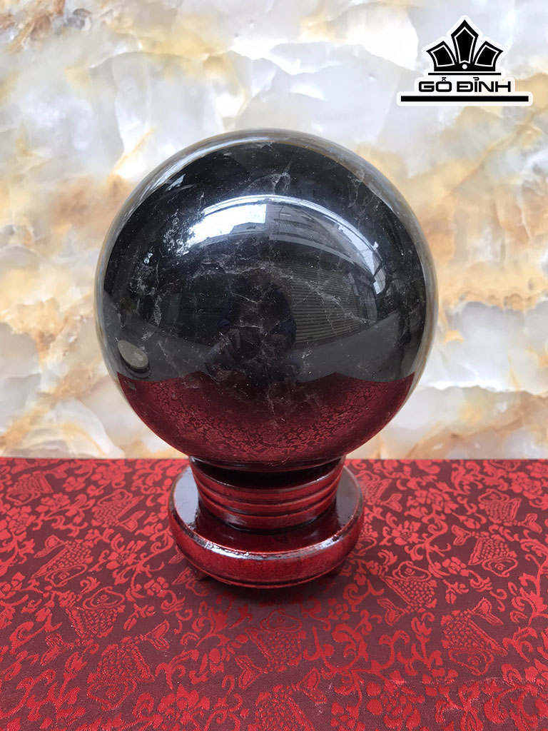 Bi Cầu Đá Thạch Anh Đen Đường Kính Hạt 14,5 (cm) 3,8kg