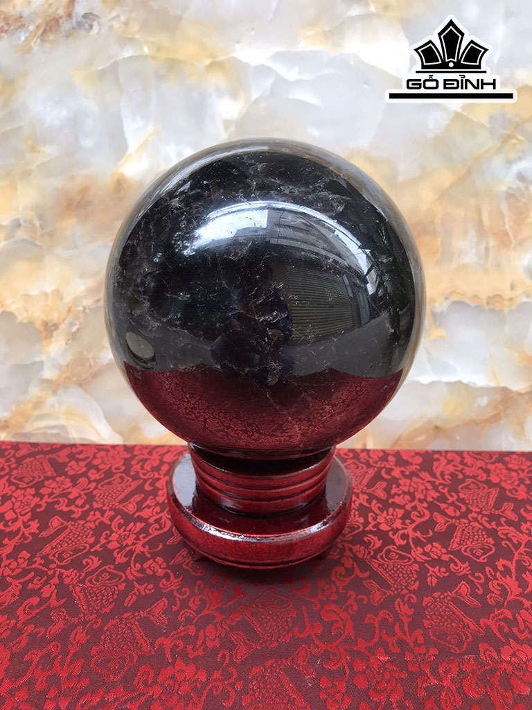 Bi Cầu Đá Thạch Anh Đen Đường Kính Hạt 14,5 (cm) 3,8kg