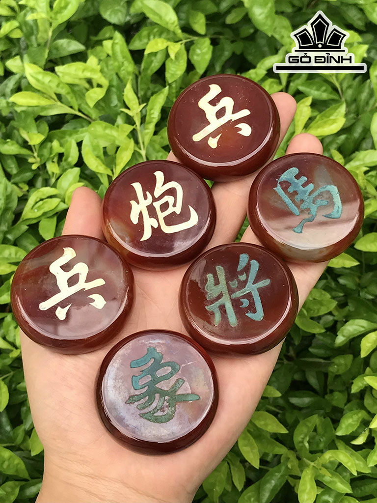 Bộ Cờ Tướng Đá Mã Não Cao 4,5 Ngang 1,39 (cm)