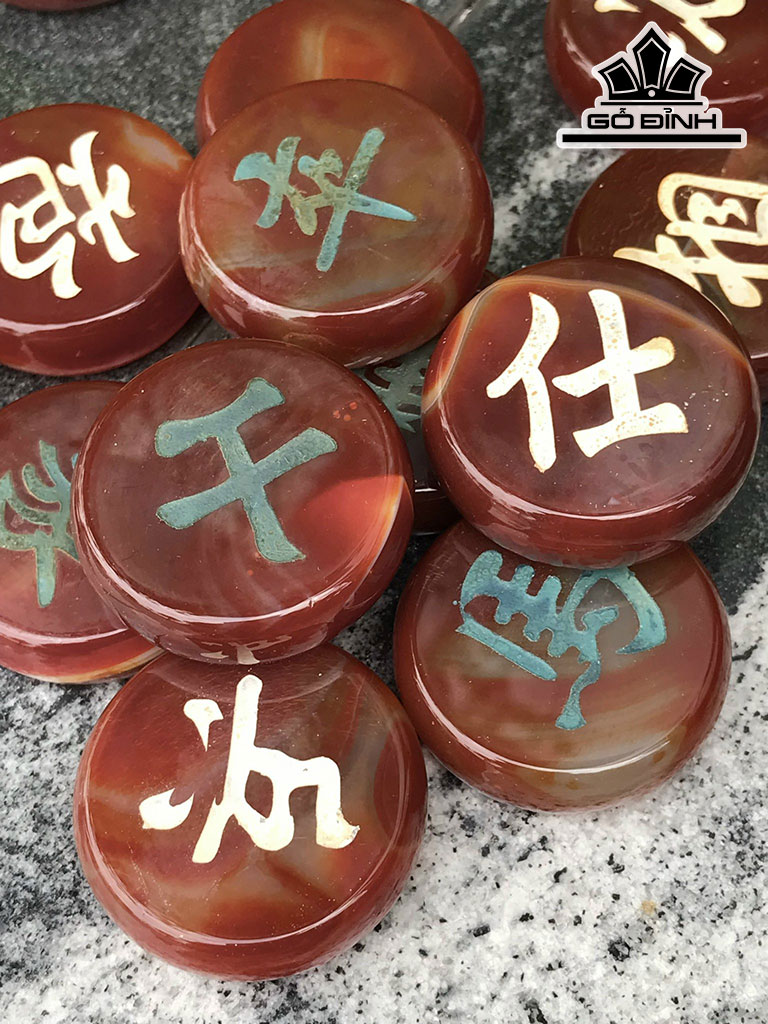 Bộ Cờ Tướng Đá Mã Não Cao 4,5 Ngang 1,39 (cm)