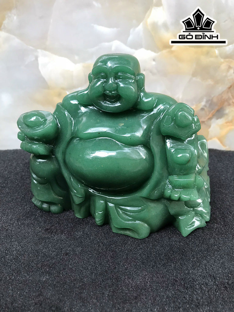 Tượng Di Lặc Ngọc Đông Linh Aventurine Cao 13,5 Ngang 12 Sâu 7 (cm) 1,25kg