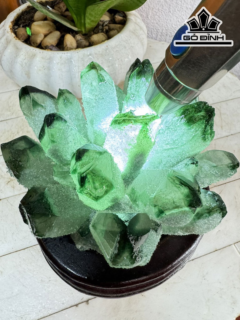 Bụi Tinh Thể Đá Thạch Anh Xanh Cao 14 Ngang 14 (cm) 1,5kg