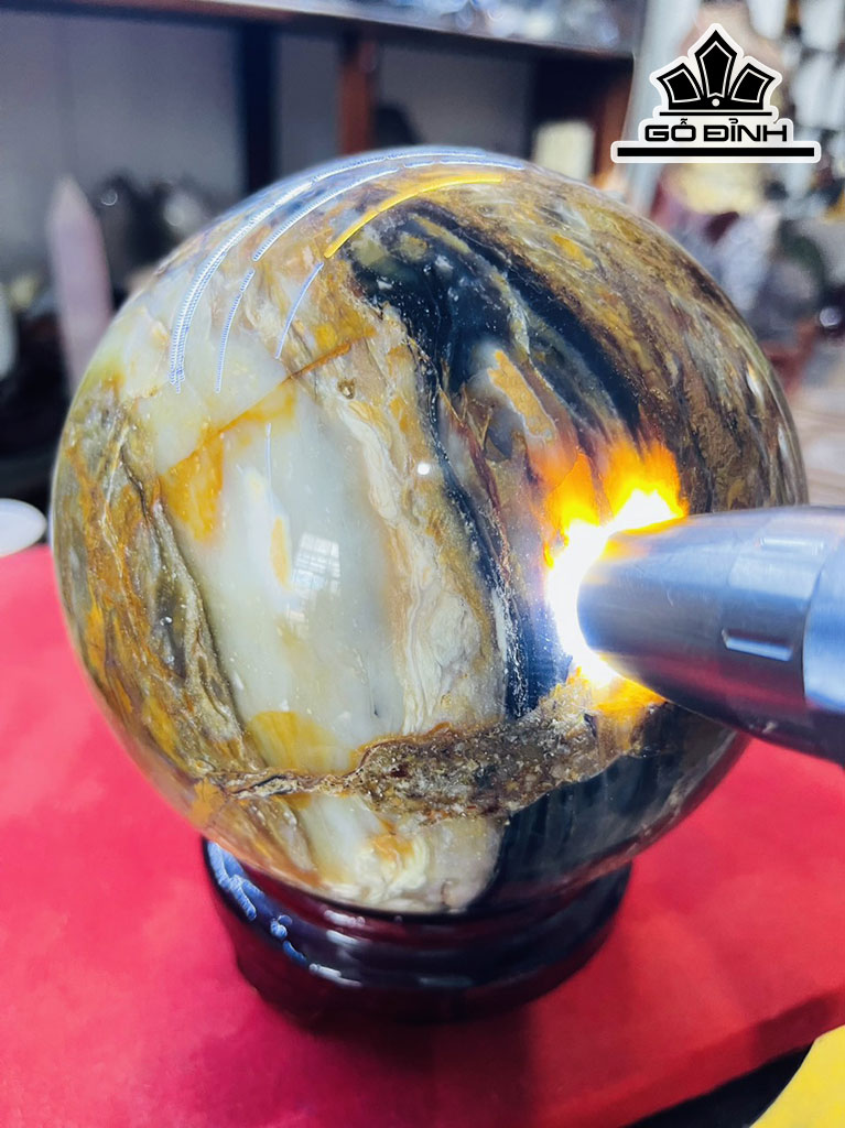 Bi Cầu Gỗ Hóa Ngọc Đường Kính Hạt 16 (cm) 3,9kg