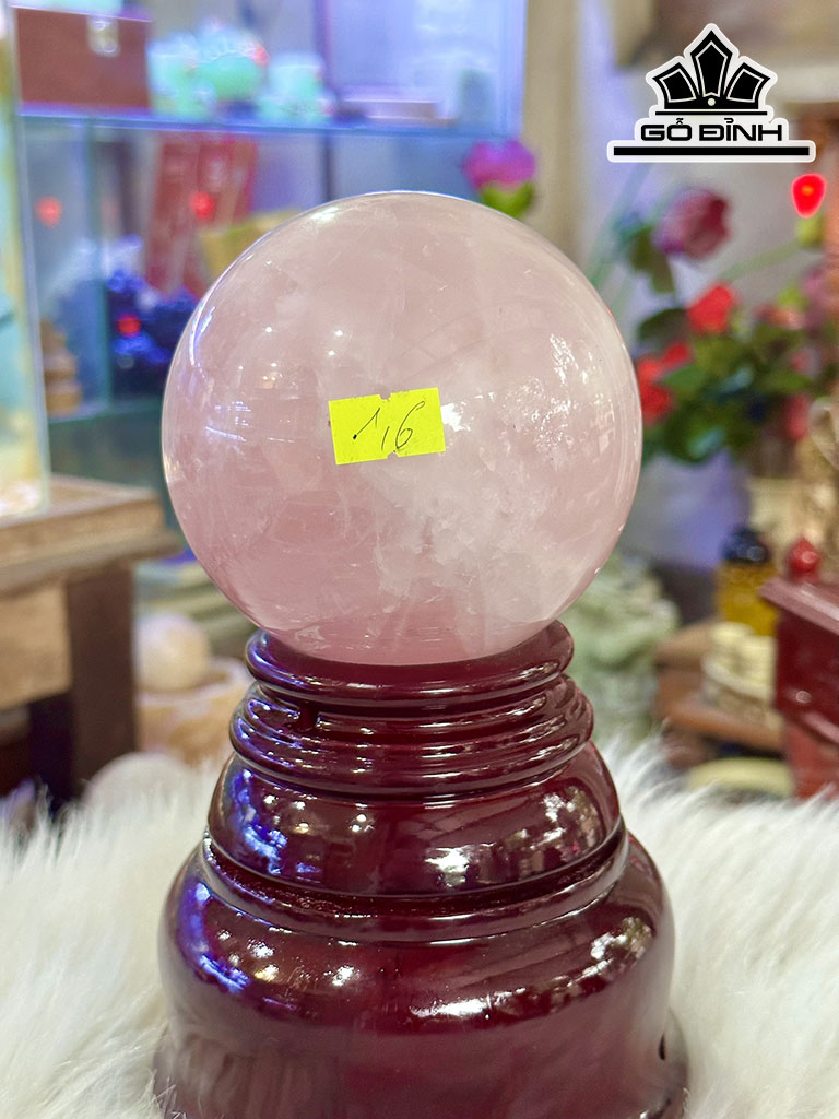 Bi Cầu Đá Thạch Anh Hồng Đường Kính Hạt 10 (cm) 1,6kg