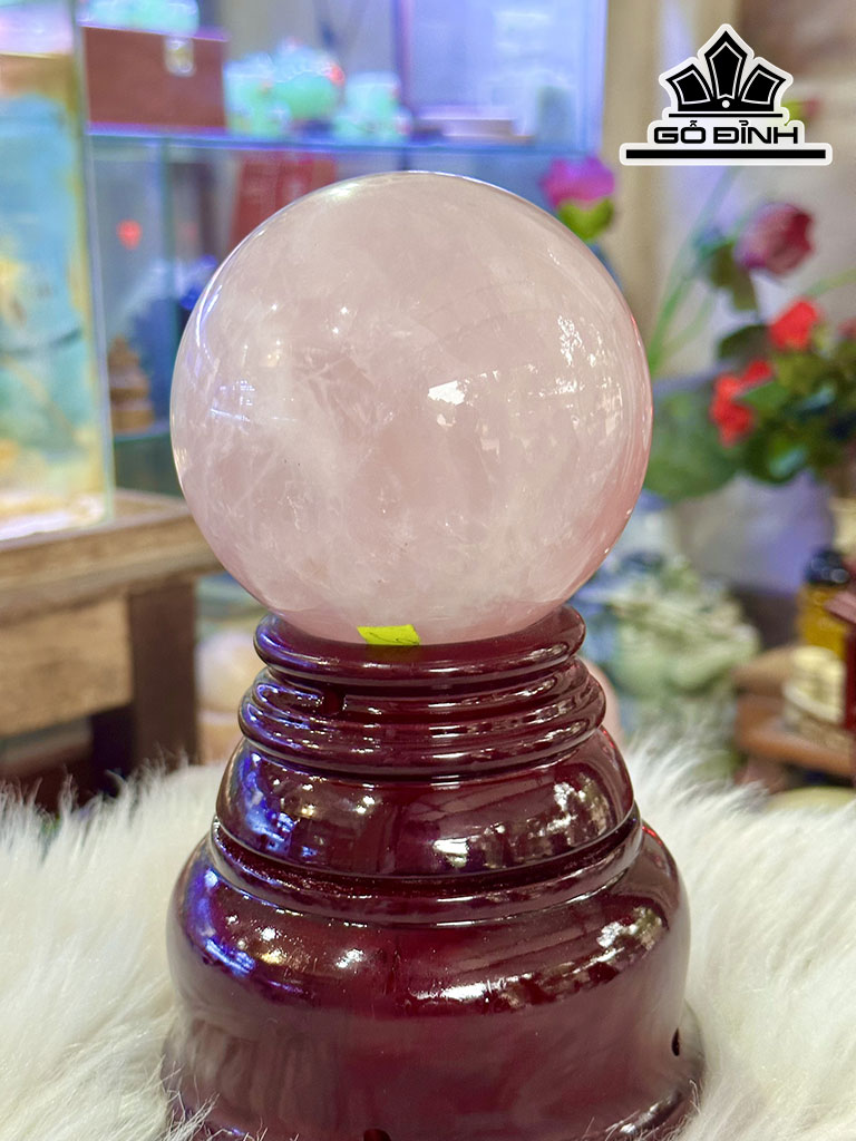 Bi Cầu Đá Thạch Anh Hồng Đường Kính Hạt 10 (cm) 1,6kg