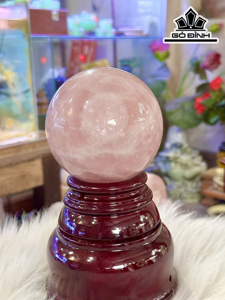 Bi Cầu Đá Thạch Anh Hồng Đường Kính Hạt 10 (cm) 1,61kg