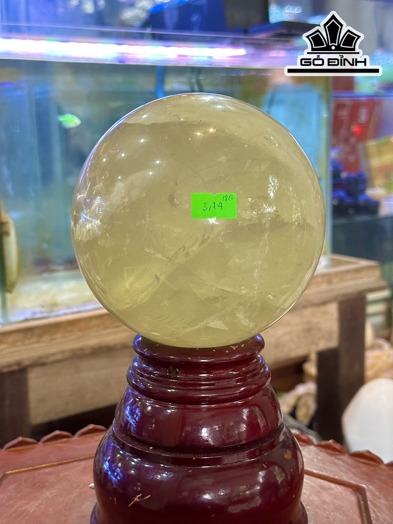 Bi Cầu Đá Thạch Anh Vàng Đường Kính Hạt 13 (cm) 3,74kg