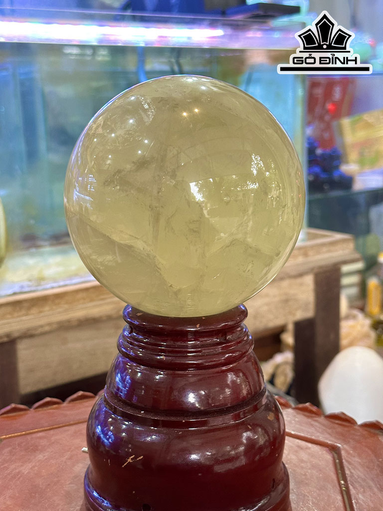 Bi Cầu Đá Thạch Anh Vàng Đường Kính Hạt 13 (cm) 3,74kg