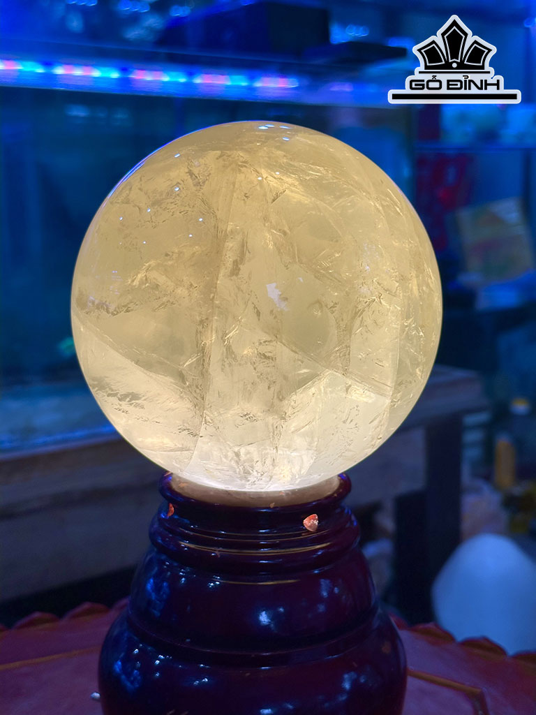 Bi Cầu Đá Thạch Anh Vàng Đường Kính Hạt 13 (cm) 3,74kg