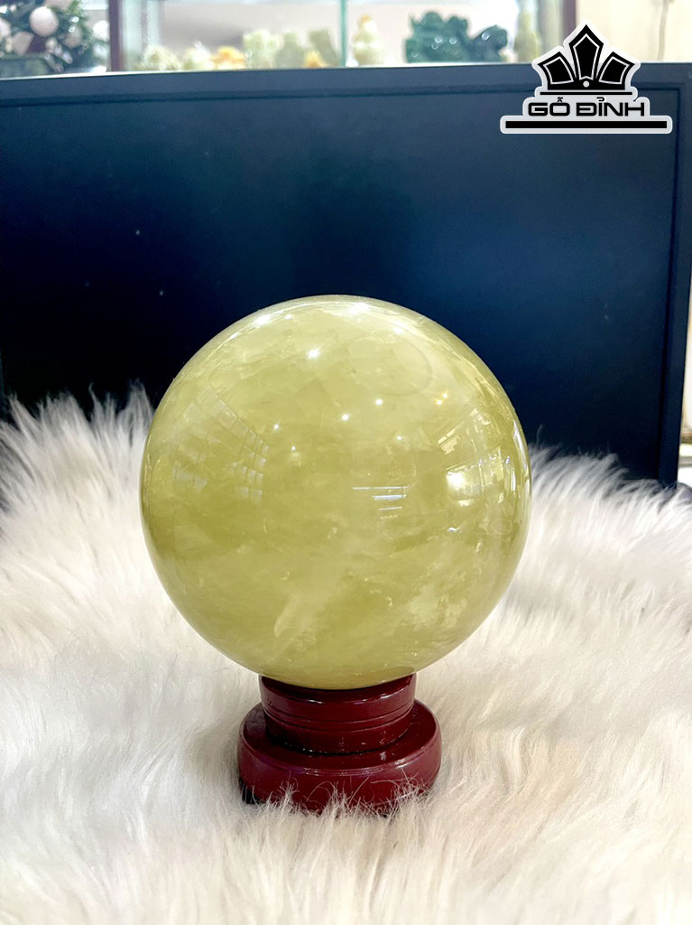 Bi Cầu Đá Thạch Anh Vàng Đường Kính Hạt 14 (cm) 2,93kg