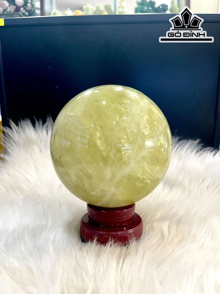 Bi Cầu Đá Thạch Anh Vàng Đường Kính Hạt 14 (cm) 2,93kg