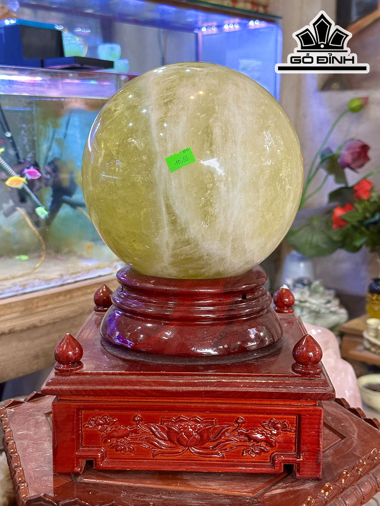 Bi Cầu Đá Thạch Anh Vàng Đường Kính Hạt 20 (cm) 10,53kg