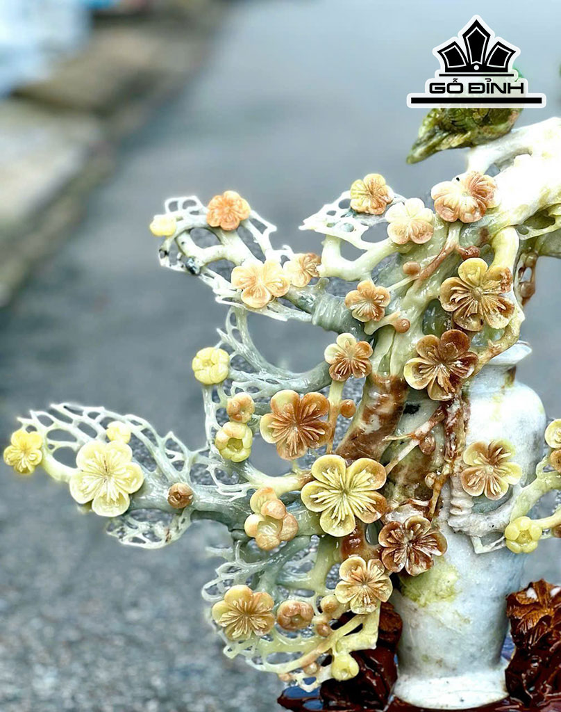 Bình Hoa Mai Bonsai Đá Serpentine Cao 48 Ngang 35 (cm) 7,4kg