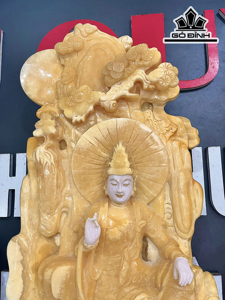 Quan Âm Tự Tại Đá Ngọc Hoàng Long Cao 76 Ngang 34 Sâu 32 (cm)
