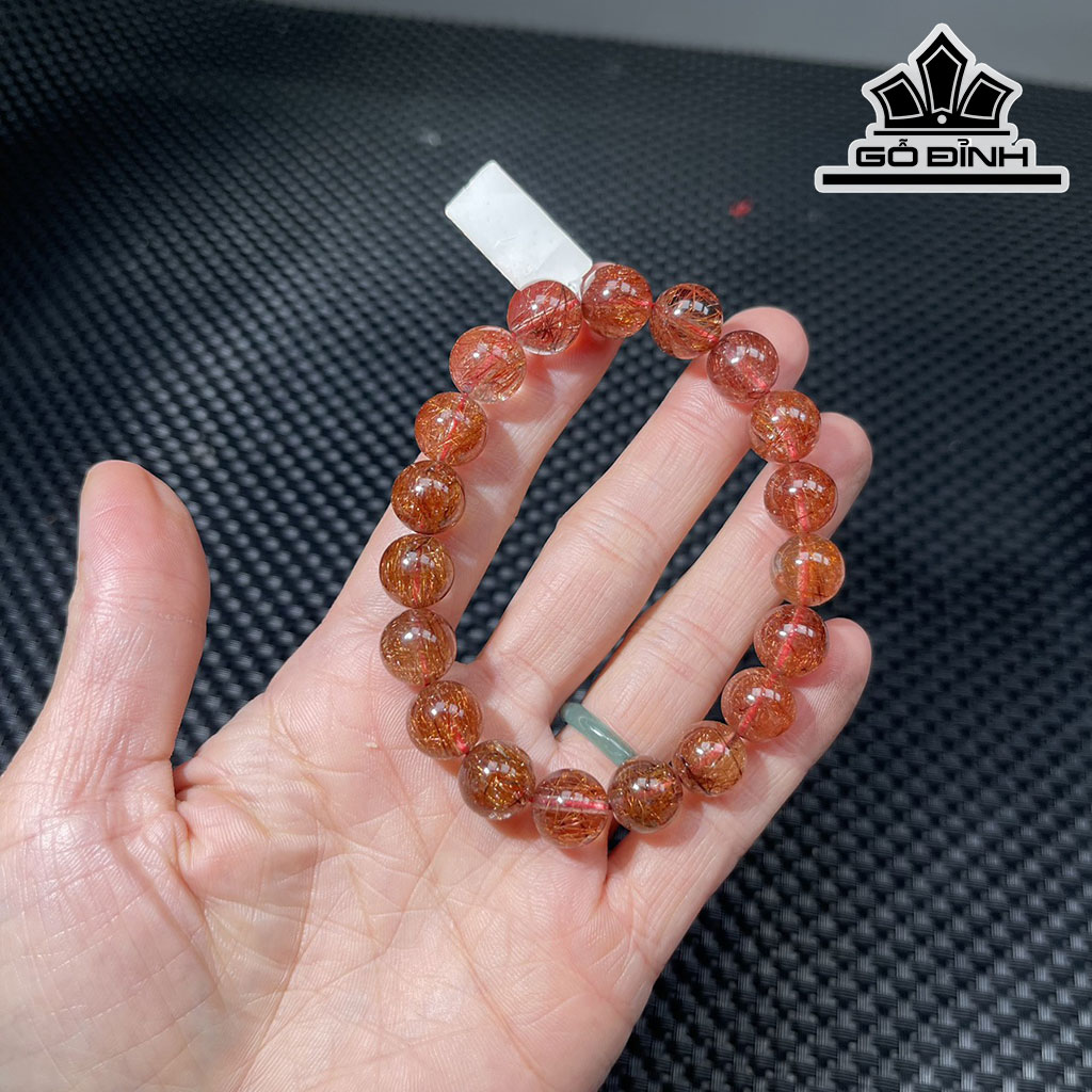 Vòng Tay Đá Thạch Anh Tóc Đỏ Đường Kính Hạt 10,5 (mm)