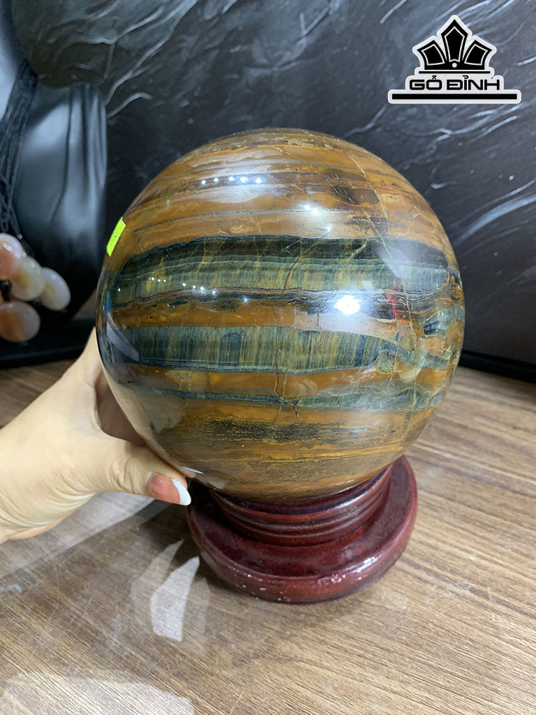 Bi Cầu Đá Thạch Anh Mắt Hổ Đường Kính Hạt 14,5 (cm) 4,43kg