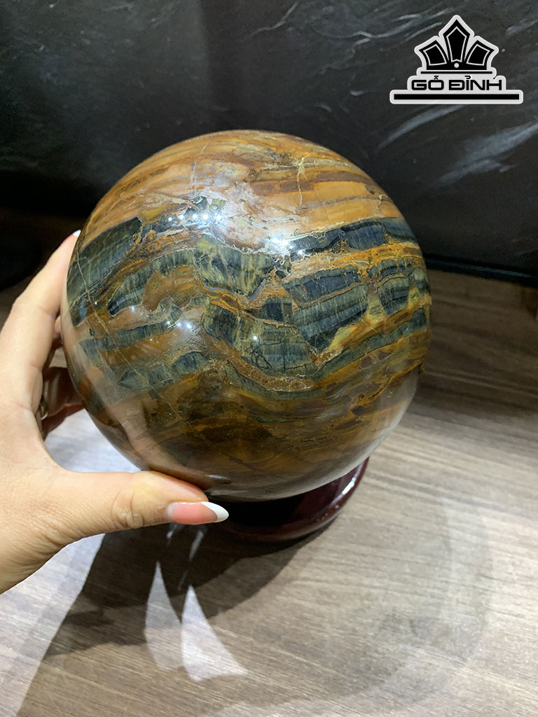 Bi Cầu Đá Thạch Anh Mắt Hổ Đường Kính Hạt 14,5 (cm) 4,43kg