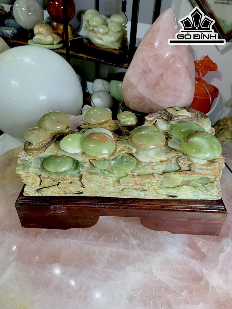 Nấm Ngọc Trường Sinh Đá Onyx Xanh Cao 23,5 Ngang 42,6 Sâu 20,5 (cm) 22,2kg