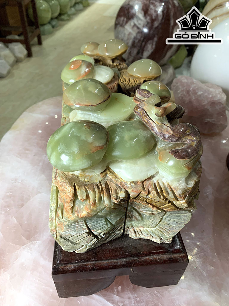 Nấm Ngọc Trường Sinh Đá Onyx Xanh Cao 23,5 Ngang 42,6 Sâu 20,5 (cm) 22,2kg