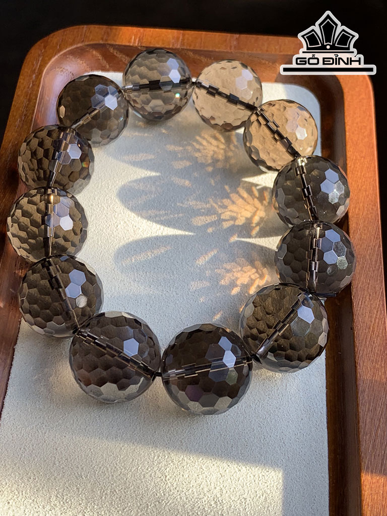 Vòng Tay Đá Thạch Anh Khói ( Smoky Quartz ) Đường Kính Hạt 20 (mm) 128g