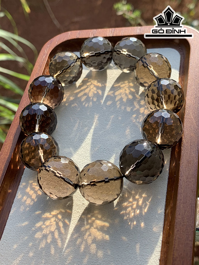 Vòng Tay Đá Thạch Anh Khói ( Smoky Quartz ) Đường Kính Hạt 20 (mm) 128g