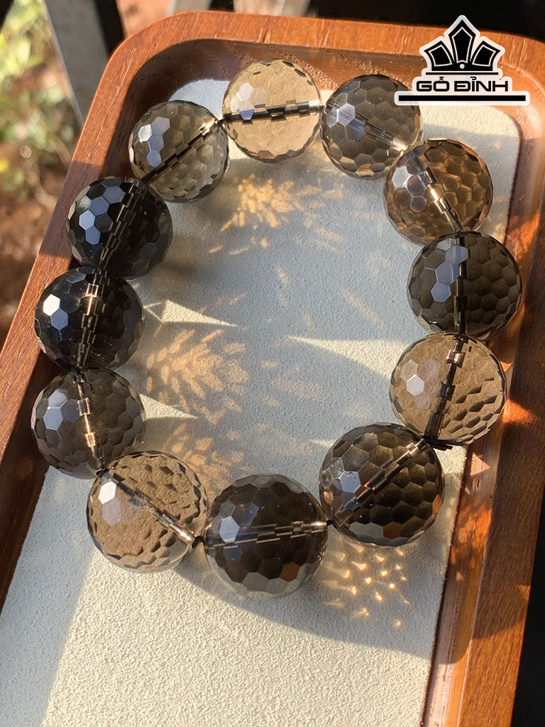 Vòng Tay Đá Thạch Anh Khói ( Smoky Quartz ) Đường Kính Hạt 20 (mm) 128g