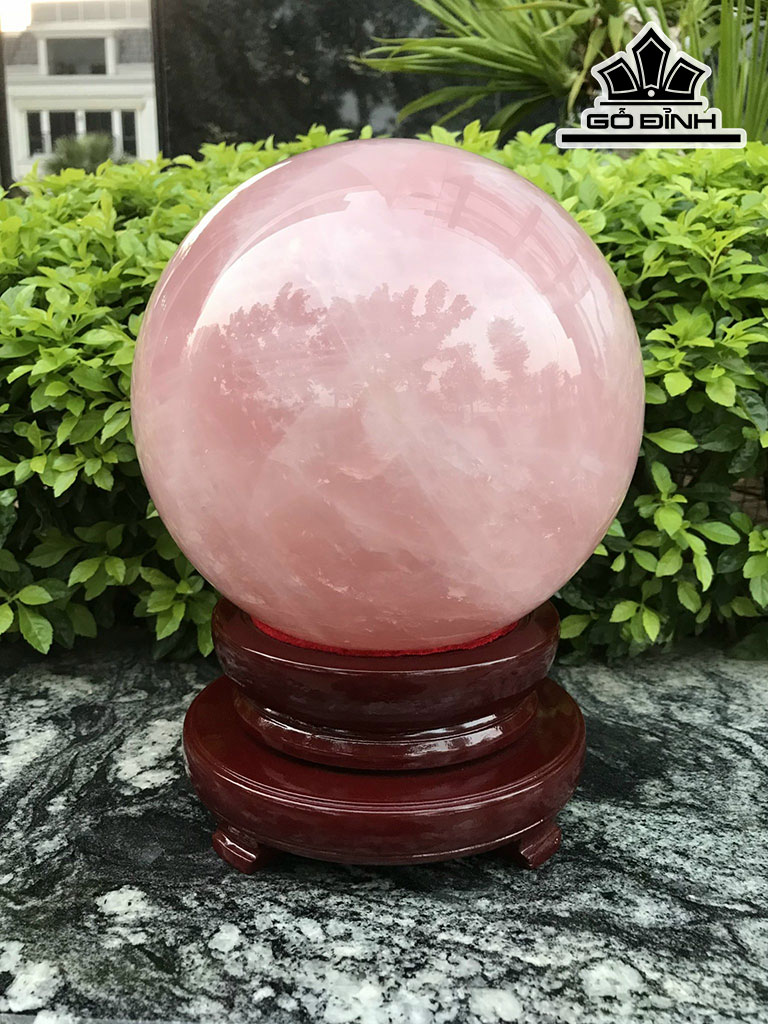 Bi Cầu Đá Thạch Anh Hồng Đường Kính Hạt 19 (cm) 9,8kg