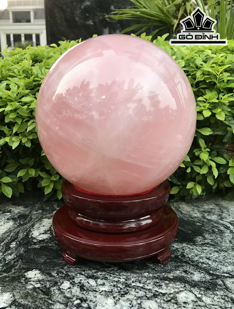 Bi Cầu Đá Thạch Anh Hồng Đường Kính Hạt 19 (cm) 9,8kg