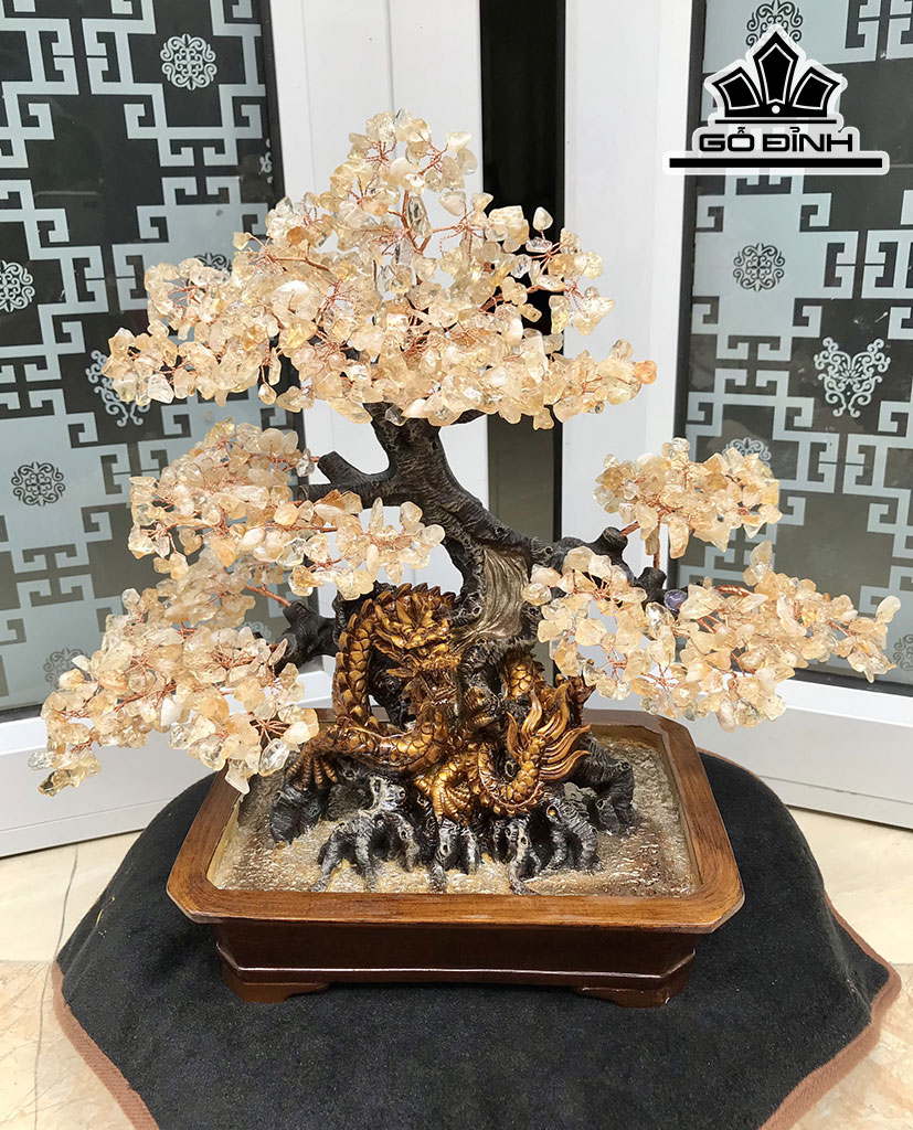 Cây Hưng Long Đá Thạch Anh Vàng Cao 39,5 Ngang 39,5 Sâu 18 (cm) 2,6kg