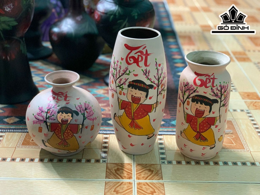 Set 6 Bình Tết Gốm Bát Tràng