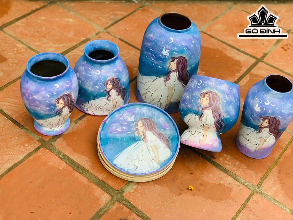 Set Cô Gái Tone Màu Hoàng Hôn Gốm Bát Tràng