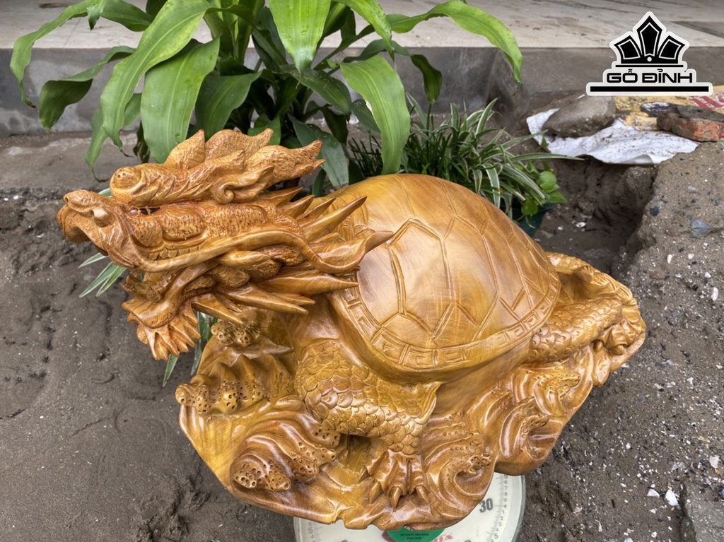 Tượng Long Quy Gỗ Xá Xị Cao 29 Ngang 54 Sâu 40 (cm)