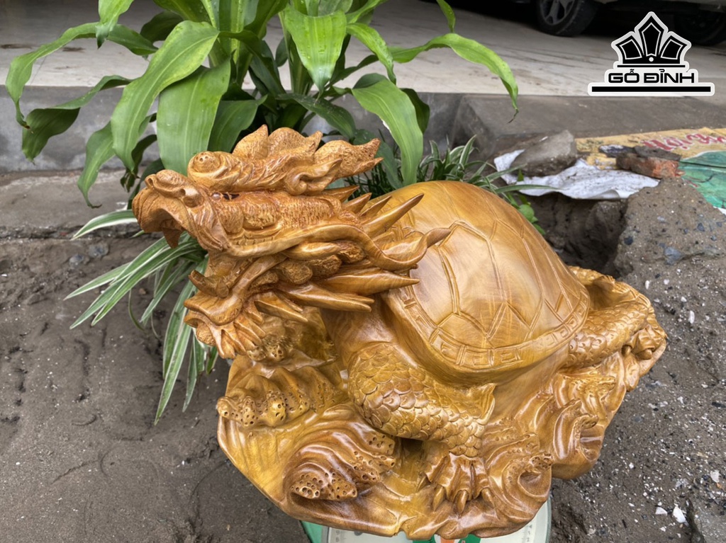 Tượng Long Quy Gỗ Xá Xị Cao 29 Ngang 54 Sâu 40 (cm)