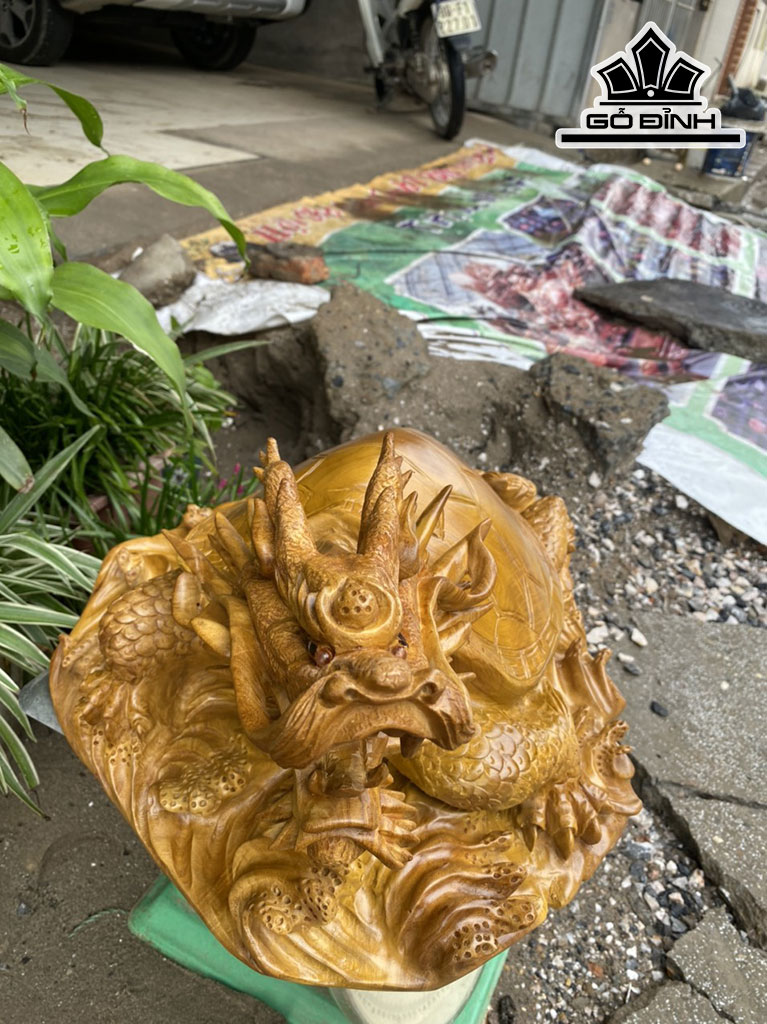 Tượng Long Quy Gỗ Xá Xị Cao 29 Ngang 54 Sâu 40 (cm)