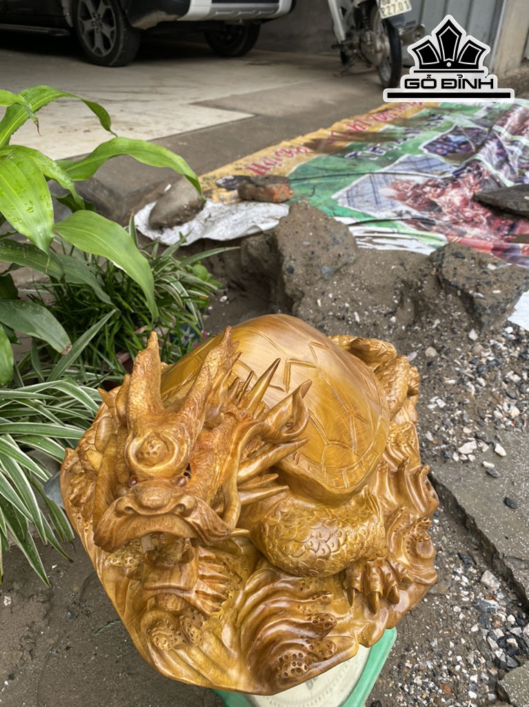 Tượng Long Quy Gỗ Xá Xị Cao 29 Ngang 54 Sâu 40 (cm)