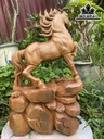 Tượng Ngựa Phong Thủy (Nhất Mã Thong Dong) Gỗ Ngọc Am Cao 43 Ngang 25 Sâu 12 (cm)