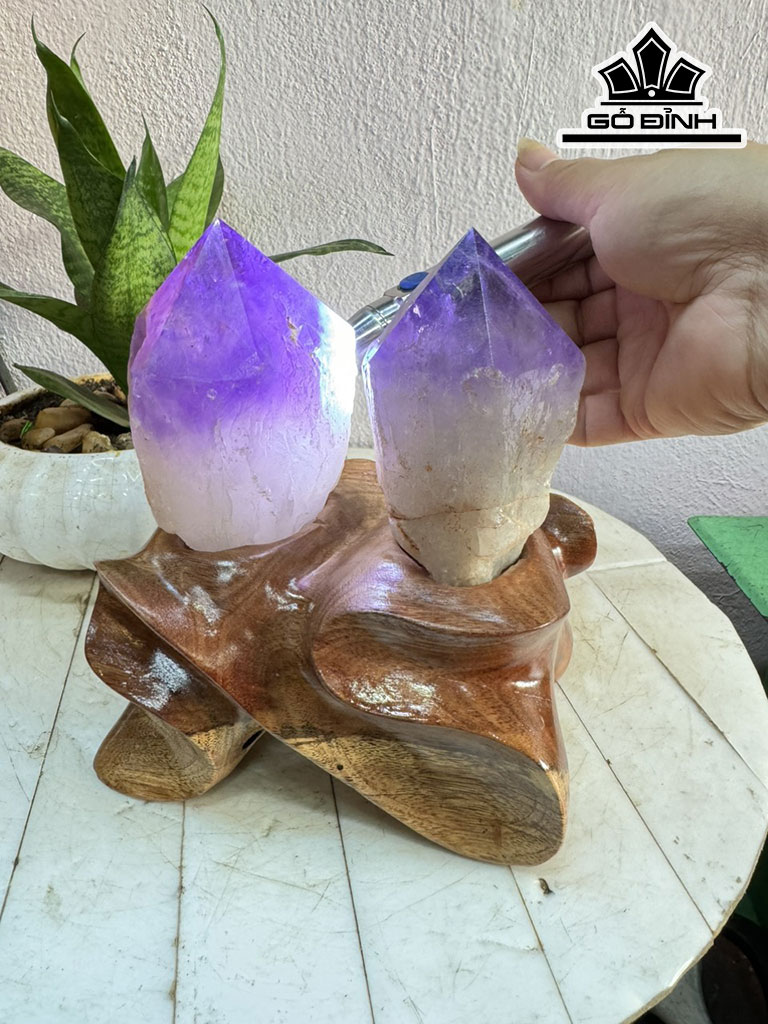 Cặp Đá Thạch Anh Tím Cao 20 Ngang 15 (cm) 2,3kg