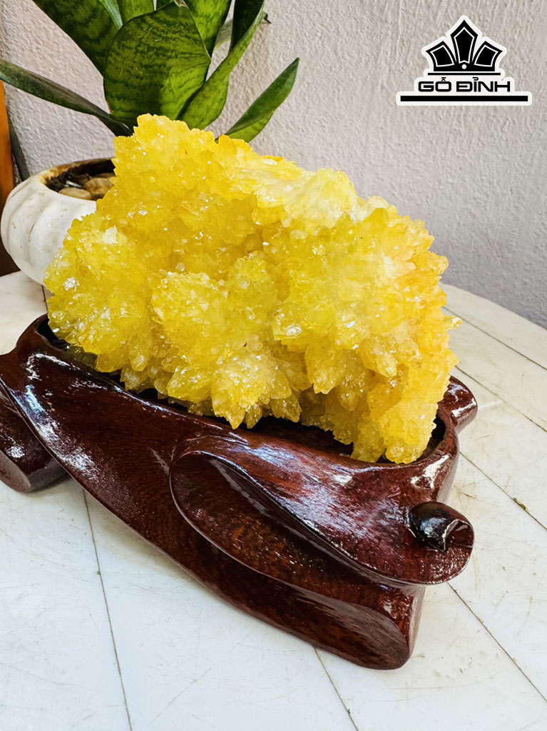 Tinh Thể Đá Thạch Anh Vàng Cao 14 Ngang 12 (cm) 1,2kg