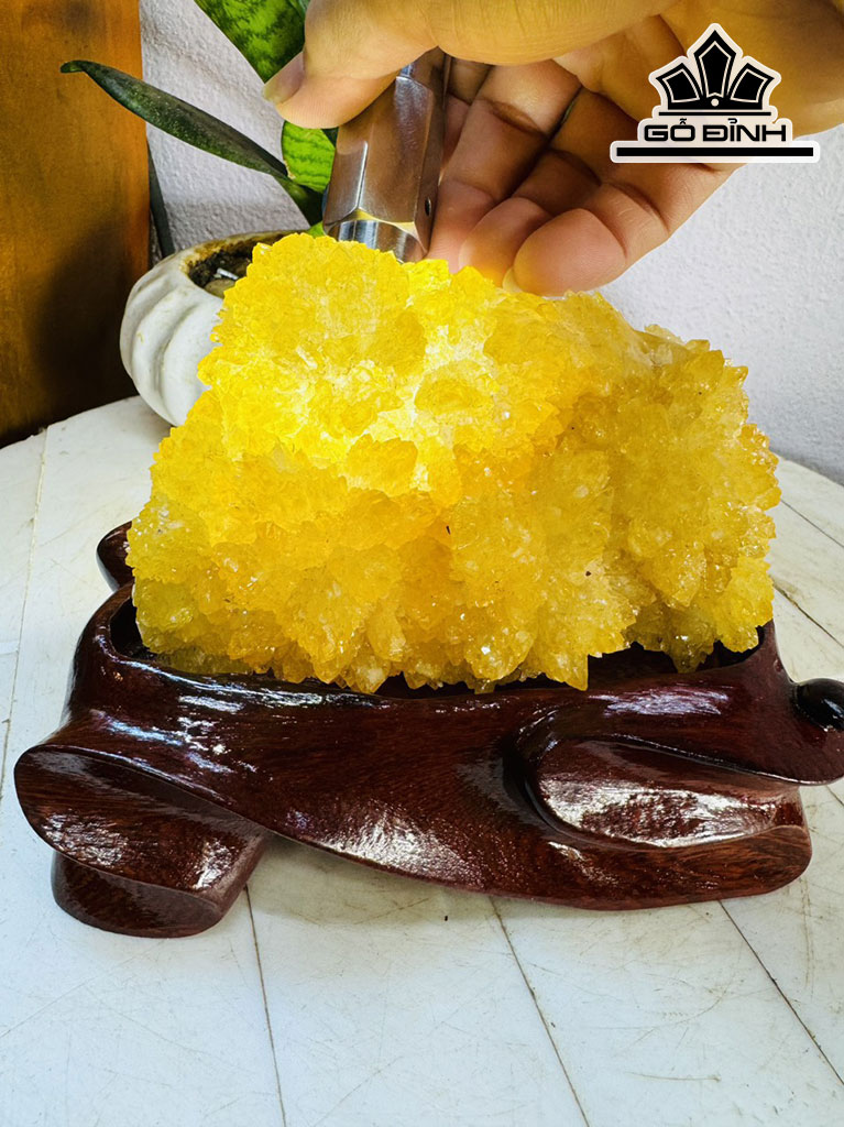 Tinh Thể Đá Thạch Anh Vàng Cao 14 Ngang 12 (cm) 1,2kg