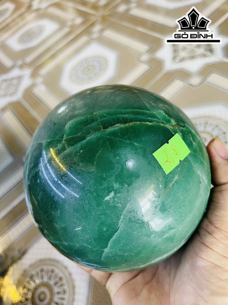 Bi Cầu Đá Thạch Anh Xanh Đường Kính Hạt 12,5 (cm) 2,8kg